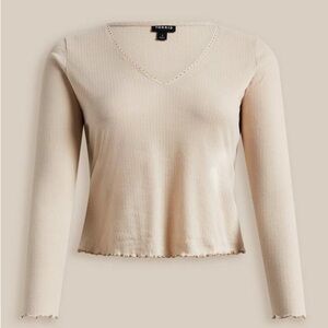Torrid NWT Ribbed V-neck Beige Women's long sleeve Blouse